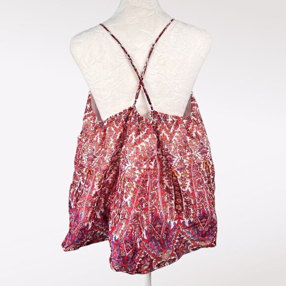 Banana Republic Tank Top Blouse Floral Paisley Ramie Cotton Medium - Picture 5 of 9